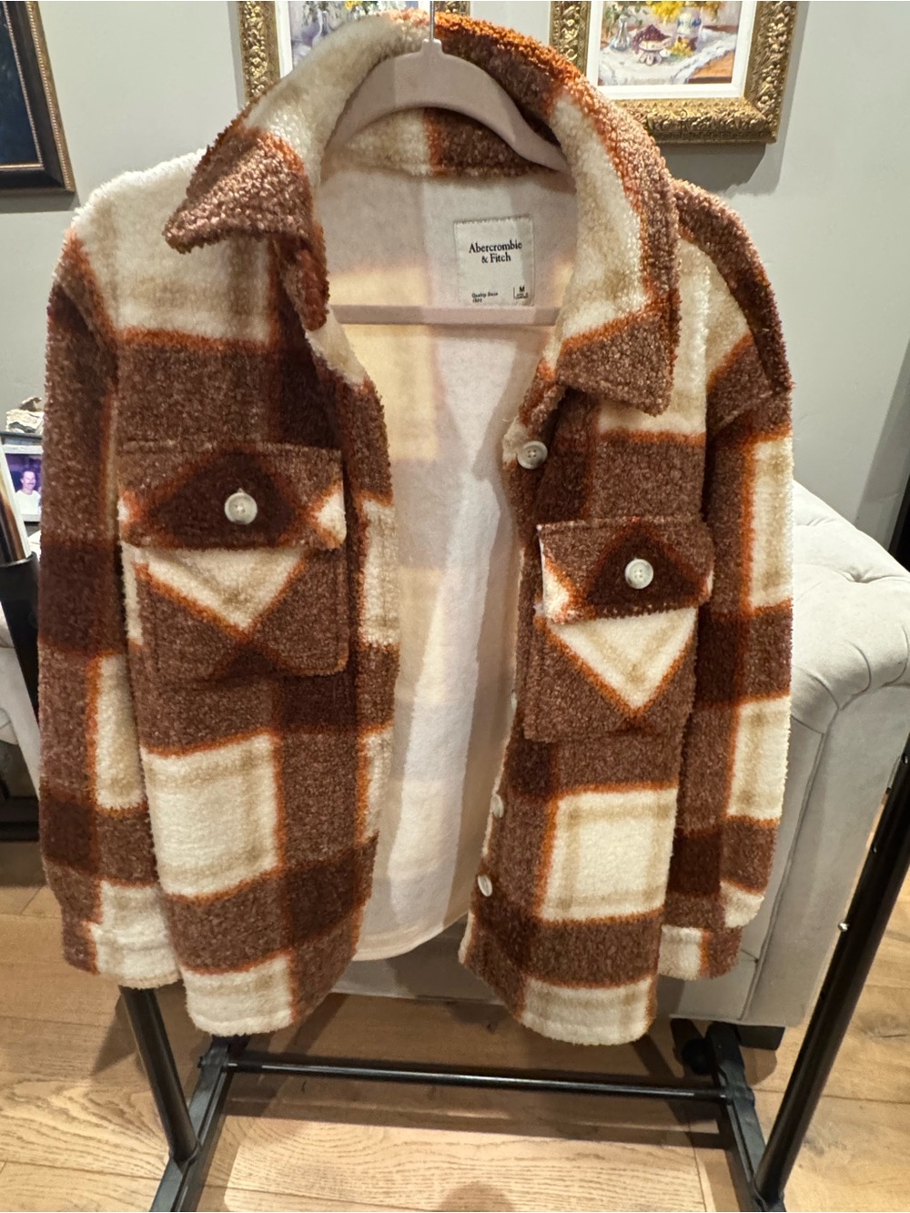 Abercrombie & Fitch Plaid Sherpa Jacket
